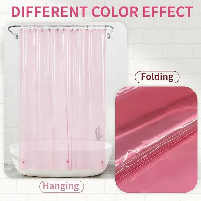 Barossa Design Clear Pink Stall Shower Curtain Liner with 3 Magnets - 36" x 72" Waterproof Lightweight PEVA Plastic Narrow Shower Liner for Small Bathroom, Metal Grommets - Clear Pink - ModernBath