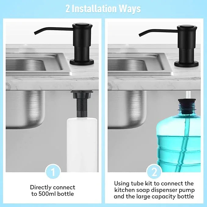 CREA Kitchen Soap Dispenser Countertop Soap Dispenserfor Kitchen Sink Black Built in Sink Soap Dispenser Top Fill Deck Mount Dispenser for Bathroom with 39" Tube Large Capacity 17 OZ Bottle - ModernBath