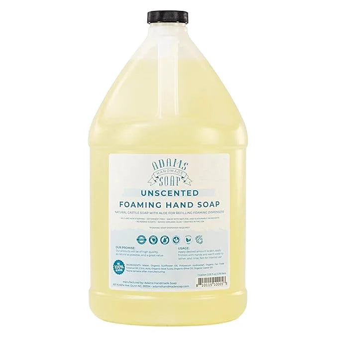 Adams Handmade Soap Thin Castile Foaming Liquid Hand Soap 1 Gallon Refill - Unscented - ModernBath