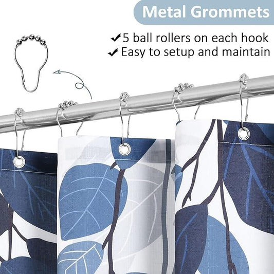 BOODII Extra Long Blue Eucalyptus Shower Curtains for Bathroom Floral Watercolor Leaves Spring Shower Curtain Vine Botanical Natural Navy Bath Curtain Bathroom Decor 72x80 - ModernBath