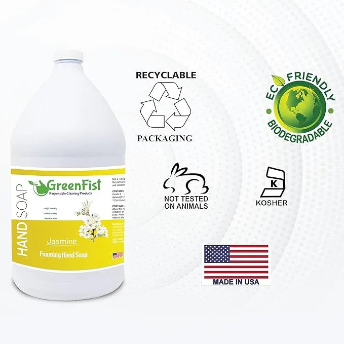 GreenFist Foaming Hand Soap Refills Jasmine Scent Jug Foam Refill Made in USA, 128 ounce (1 Gallon) - ModernBath