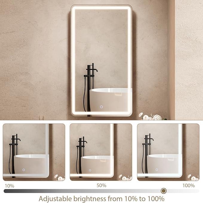 20x36 Inch LED Lighted Medicine Cabinet with Mirror for Bathroom, Wall Mounted or Recessed Mirror Cabinet with 3X Magnifying Mirror, Adjustable Storage Shelves, Modern Design - ModernBath