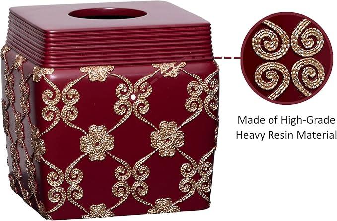 Zahari Home 2pc Elegant Rose Luxury Bathroom Accessories Set Modern Shower Basket & Tissue Box Classic Luxury Contemporary Decor Beautiful Unique Design Stylish Bathroom Accessories Set - ModernBath