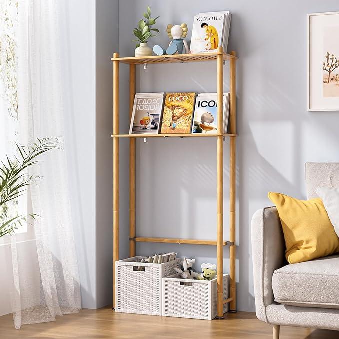 AmazerBath Bamboo Over The Toilet Storage Shelf, 2-Tier Over Toilet Organizer Rack, Freestanding Above Toilet Shelf for Bathroom, Laundry, Space Saver, Natural Color - ModernBath