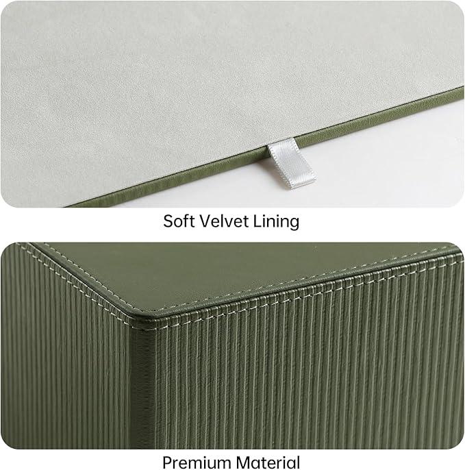 Cretkhp PU Leather Tissue Box Cover Rectangle with Magnetic Closure, Modern Tissue Box Holder for Bathroom NightStands Livingroom, Decorative Tissue Holder for 120(3-Ply)/160(2-Ply) Tissue Box (Green) - ModernBath