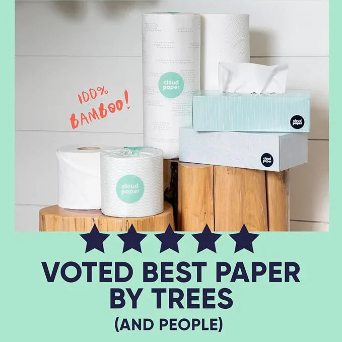 Bamboo Toilet Paper, Paper Towels, and Tissues - Compact Bundle Box for Eco-Friendly Households - 12 rolls bamboo toilet paper, 3 rolls bamboo paper towels, and 2 boxes bamboo facial tissues - ModernBath