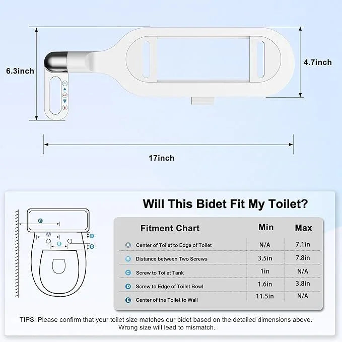 Jeriussg Bidet Attachment for Toilet Ultra Slim Non-Electric Bidet for Standard Toilet Self-Cleaning Dual Nozzle Adjustable Pressure, Feminine Wash Bidet Attachment - ModernBath