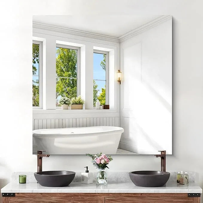 KOCUUY Large Frameless Mirror, 42x42 Inch Square Bathroom Vanity Mirror for Over Sink, Upgraded Shatterproof Unframed Design for Bedroom, Living Room, Entryway - ModernBath