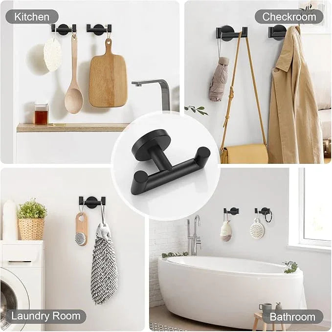 TNOMS 5 Pieces Towel Bar Set Matte Black Bathroom Hardware Set Upgraded Toilet Paper Holder with Shelf Towel Rail Set for Bathroom Stainless Steel Wall Mounted 23.6 Inch - ModernBath