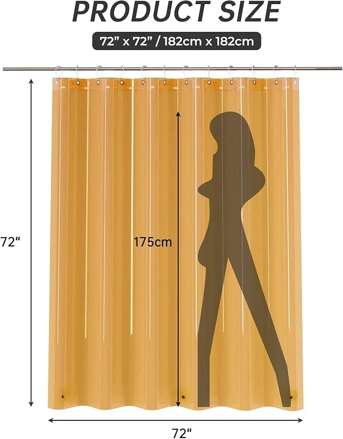 AmazerBath Shower Curtain Liner, 72x72 Transparent Orange Shower Liner, Lightweight Plastic Shower Curtain Liners, Cute Waterproof Shower Liner for Bathroom with 3 Magnets and 12 Grommet Holes - ModernBath