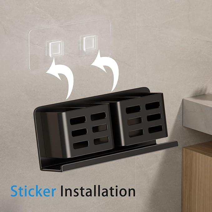 YESENT Aluminum Toothbrush Holder Self-Adhesive Hanging Bracket Shower Toothbrush Razor Holder Suitable for Toothbrush, Toothpaste, Razor and Comb etc Bathroom Storage - ModernBath
