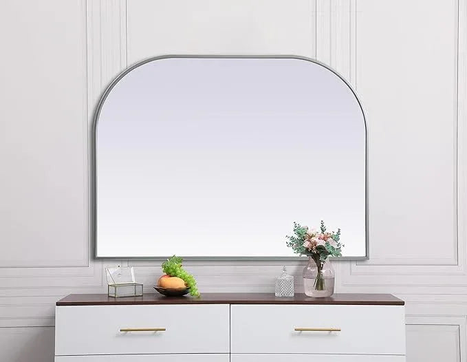 Illuminate, Metal Frame Arch Mirror 40X30 Inch in, Modern, Silver - ModernBath