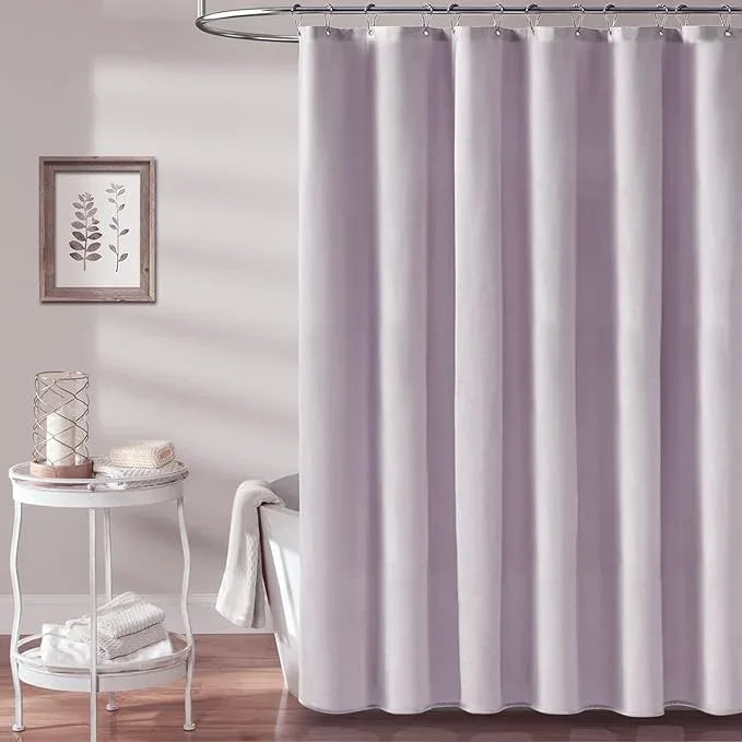 BTTN Lavender Shower Curtain - Linen Textured Heavy Duty Waterproof Cloth Shower Curtain Set with 12 Plastic Hooks, Hotel Spa Luxury Simple Decorative Thick Fabric Shower Curtains for Bathroom - 72x72 - ModernBath