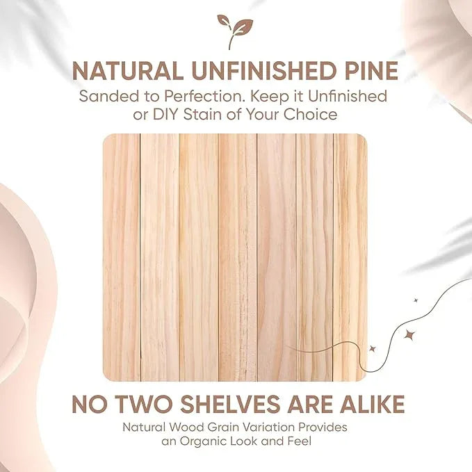 Homeforia 30 inch Wood Floating Shelves, High End Solid Natural Wood 30inch Floating Shelf for Wall, Unfinished Wooden 30 inches Floating Shelves, Heavy Duty Bracket, 30 X 6.5 X 1.75 in, Set of 4 - ModernBath