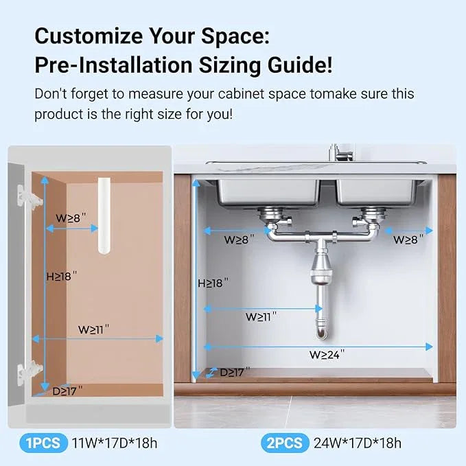 2 Pack Under Sink Organizer and Storage, Metal Under Kitchen Sink Organizer, Slide Out Bathroom Organizers and Storage, Undersink Organizers for Kitchen Bathroom Cabinet - ModernBath
