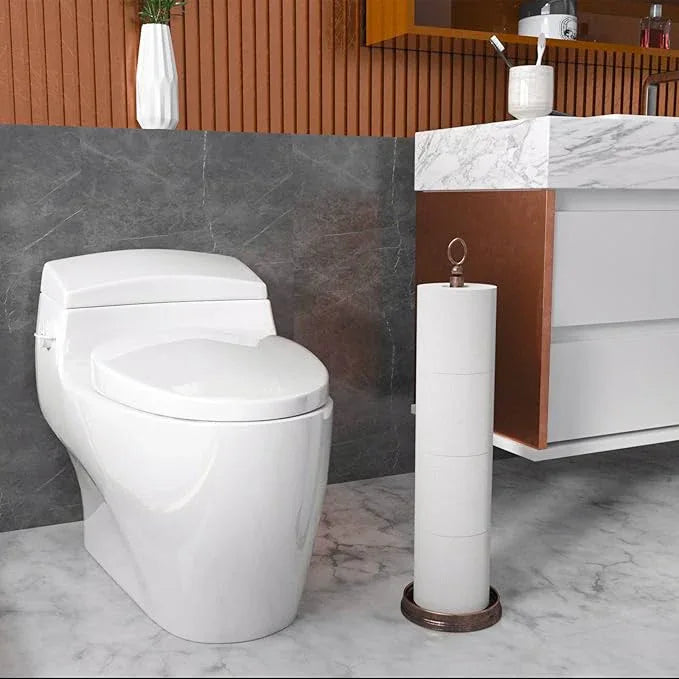 Heavy Weighted Toilet Paper Holder (with Reserve Function) Free Standing Toilet Paper Storage，Spare Toilet Paper Roll Holder Storage Stand for Bathroom Total Height 22.5" ，Oil Rubbed Bronze - ModernBath