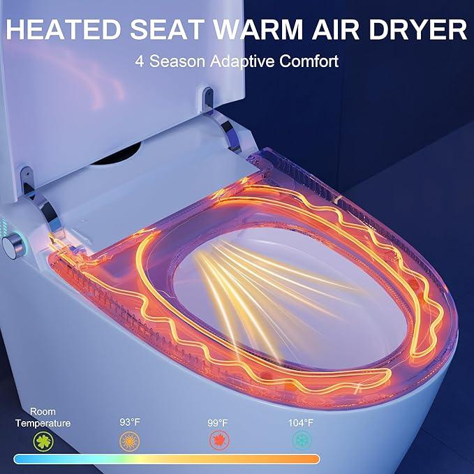 ZAOZUO Smart Toilet with Built-In Bidet, Heated Seat & Child Mode, Multiple Flushing Modes, Self-Cleaning Nozzle & Tankless One Piece Elongated Toilet - ModernBath