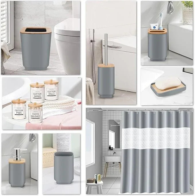 IMAVO Bathroom Accessories Set,Grey Bathroom Set,11 Pieces Bathroom Accessory Set,Trash Can for Bathroom Accessories Décor and Housewarming Gifts - ModernBath