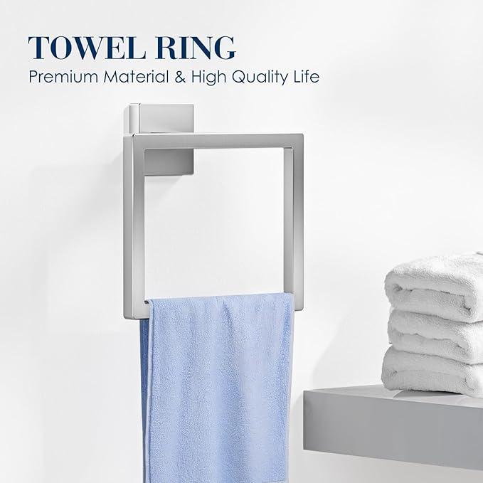 10-Pieces Bathroom Accessories, SUS304 Brushed Bathroom Accessory Set, Nickel Towel Racks for Bathrooml, Stainless Steel, Wall Mounted Towel Rack&Toilet Paper Holder&Towel Ring and Towel Hook - ModernBath