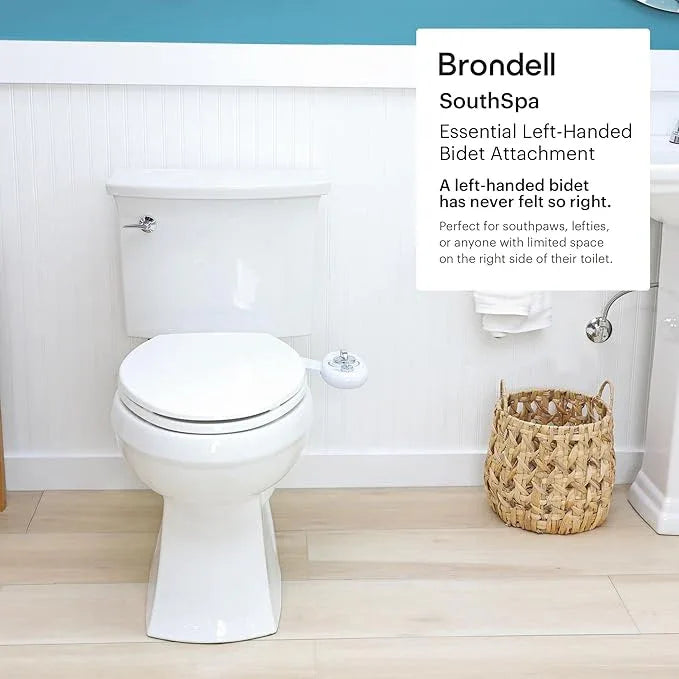Brondell Bidet Left Hand Bidet Attachment SouthSpa Dual Nozzle - control panel on left side - Dual Positionable Nozzles for front and rear wash, LH-12 - ModernBath