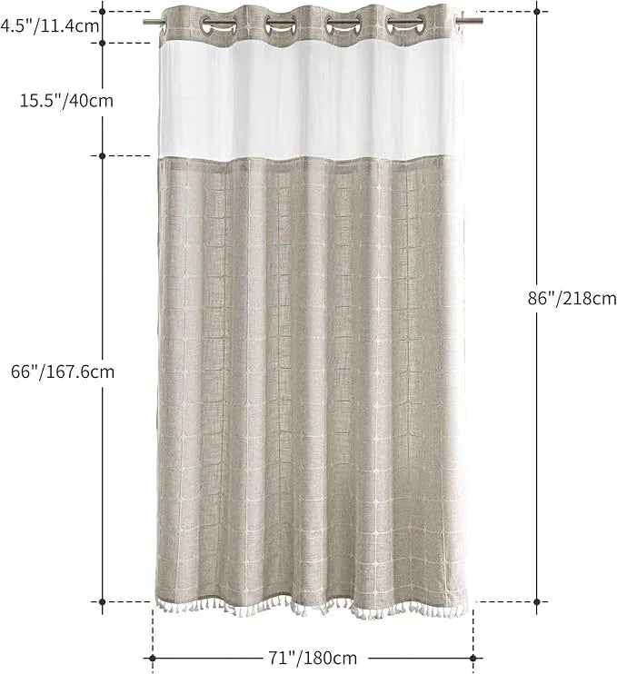 River Dream Extra Long Shower Curtains with Snap-in Liner, No Hooks Needed,with Magnets,with Tassels,Water Repellent&Machine Washable,71x86Inch - ModernBath