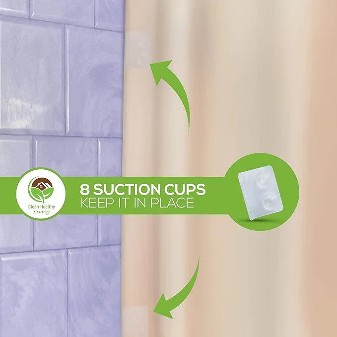 Clean Healthy Living Premium PEVA Taupe Shower Curtain Liner with Magnets & Suction Cups - 70 X 71 inches Long - ModernBath