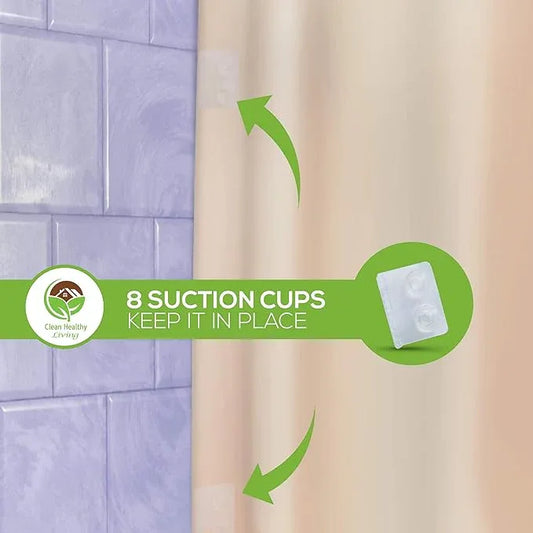 Clean Healthy Living Premium PEVA Taupe Shower Curtain Liner with Magnets & Suction Cups - 70 X 71 inches Long - ModernBath
