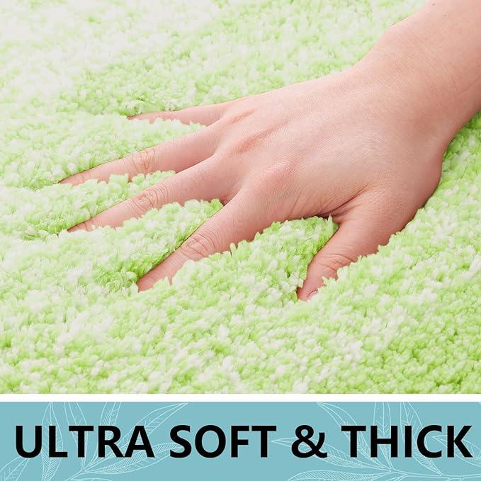 Arotive Microfiber Bathroom Rugs, Shaggy Soft and Absorbent Contour Toilet Rugs, Non-Slip, Thick Plush Machine Washable Dry Bath Mats for Toilet Base, 30x20, Light Green, Rectangular - ModernBath