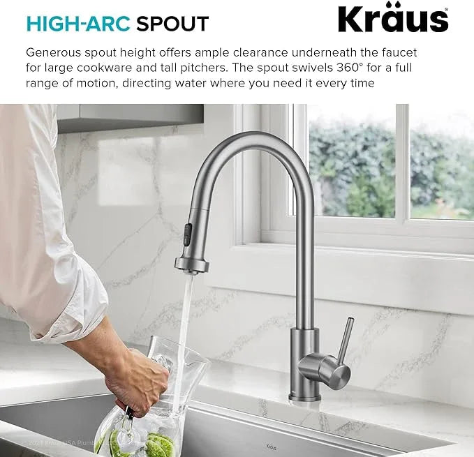 KRAUS Bolden 2-Function Single Handle Pull Down Kitchen Faucet in Spot-Free Stainless Steel, KPF-1616SFS - ModernBath