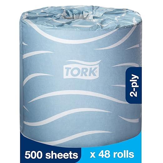 Tork Bath Tissue Roll Advanced 2-ply For everyday use at home Biodegradable 4x3.75", 500 sheets/roll, 48 rolls/case - ModernBath