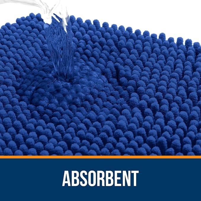 OLANLY Bathroom Rugs 59x24, Extra Soft Absorbent Chenille Bath Rugs, Rubber Backing Quick Dry, Machine Washable Bath Mats for Bathroom Floor, Tub and Shower, Home Decor Accessories, Royal Blue - ModernBath