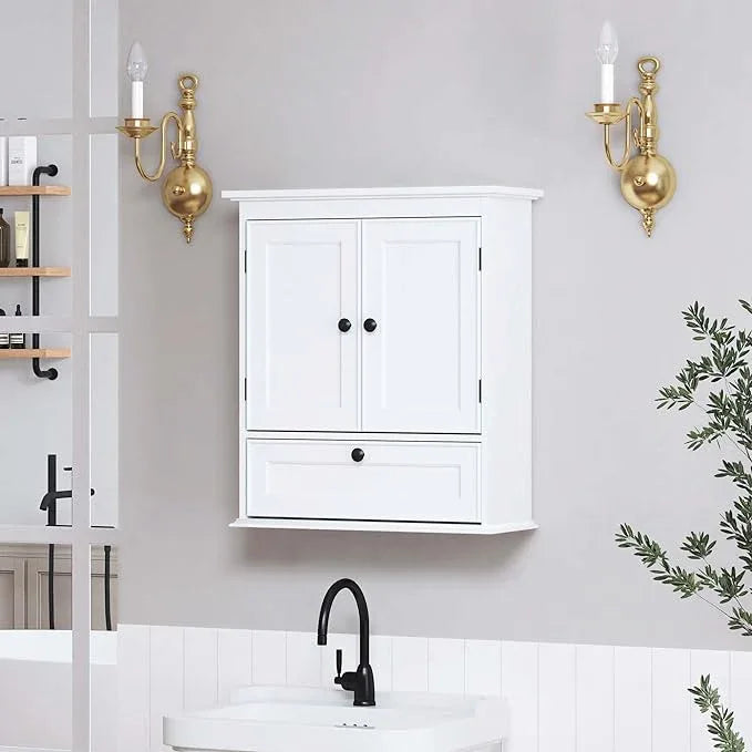 Spirich Bathroom Cabinet Wall Mounted, Small Bathroom Wall Cabinet Over Toilet, Medicine Cabinet Organizer with Doors and Adjustable Shelf, White - ModernBath