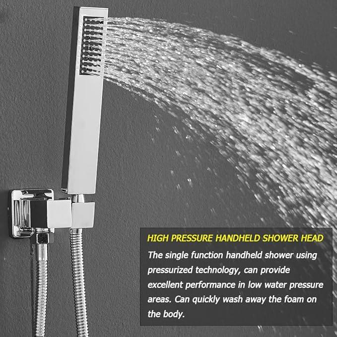 Heable Shower System with High Pressure Rainfall Shower Head, Handheld Shower head and Shower Faucet Trim Kit, Rain Mixer Shower Set Wall Mounted Chrome（Valve Include） - ModernBath