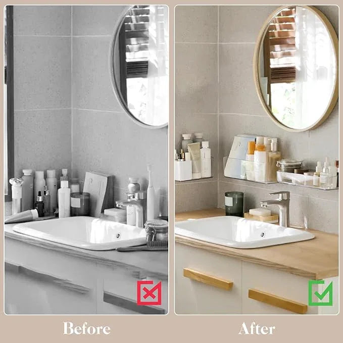 2 Pack Clear Shower Shelf, Adhesive Bathroom Shower Shelves, Wall Mounted Bathroom Shower Organizer, No Drill Shower Shelves with Self Adhesive Tape, Transparent - ModernBath