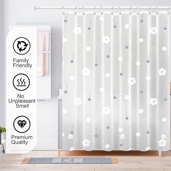 TIKABC Shower Curtain Liner, 4G PEVA Shower Liner, Plastic Waterproof Shower Curtains, 72x72 inch with Grommet Holes 3 Magnetic Weights - ModernBath