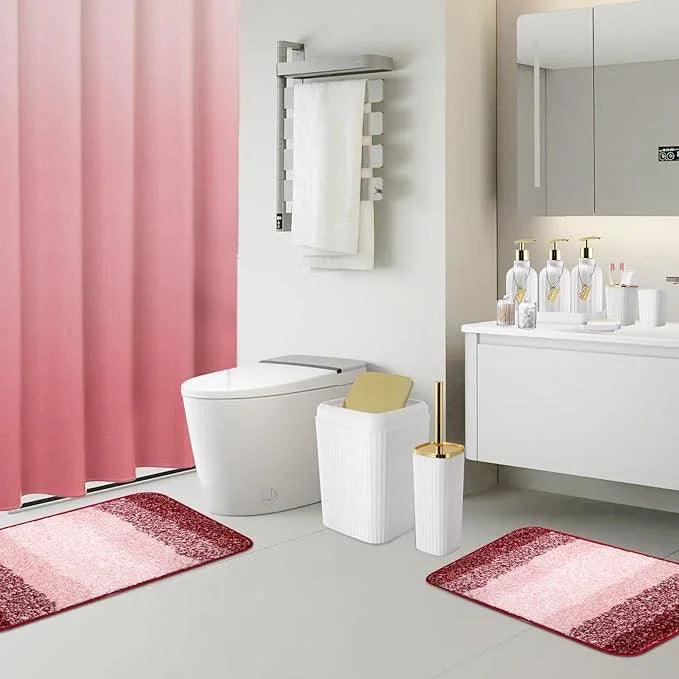 WSBArt 32PCS Bathroom Set Bathroom Sets with Shower Curtain and Rugs Gold Bathroom Accessories,Shower Curtain Set,Bathroom Rug Set with Bathroom Trash Can - ModernBath