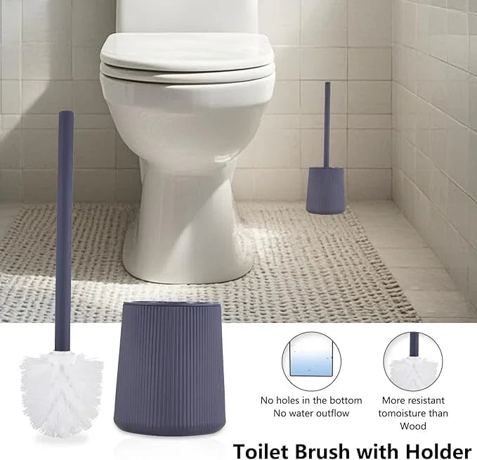 Liuonnam Bathroom Accessories Set 5-Piece Plastic Gift Set with Toilet Brush Holder, Toothbrush Holder, Toothbrush Cup, Soap Dispenser, Soap Dish(Black) - ModernBath