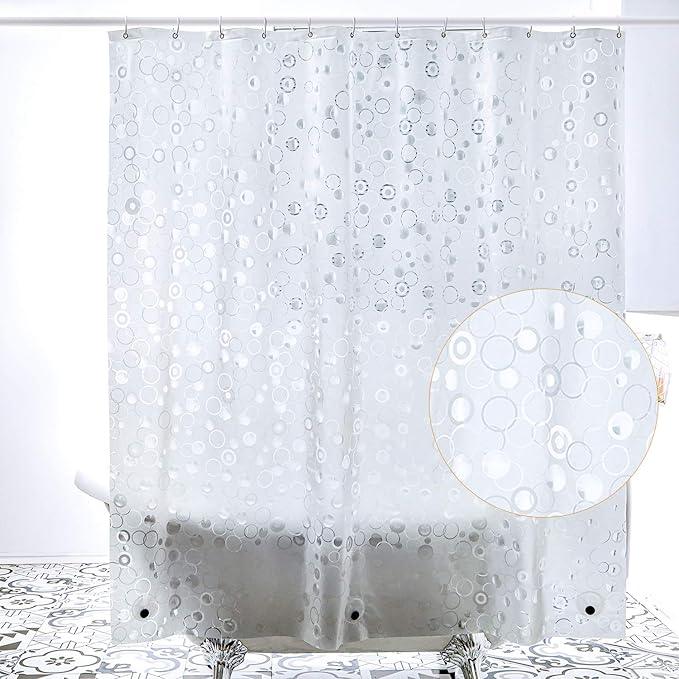 WELTRXE EVA 8G Bathroom Shower Curtain Liner, 72x72 Inch 3D Frosted Bubble Heavy Duty Waterproof Shower Curtain Liner with Magnets Thick Plastic Shower Curtains, 12 Hooks - ModernBath