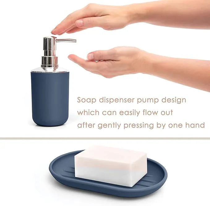 Moss & Stone 6 pcs Bathroom Accessories Set, Bathroom Decor Sets Includes Soap Dispenser, Toothbrush Holder, Toothbrush Cup, Soap Dish, A Complete Bathroom Accessories Blue Set - ModernBath