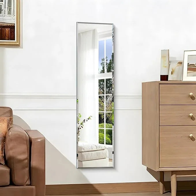KOCUUY Frameless Full Length Mirror, 48" x 12" Beveled Bathroom Vanity Mirror, Large Rectangle Wall Mirror with Beveled Edge, Tempered Glass, Horizontal/Vertical - ModernBath