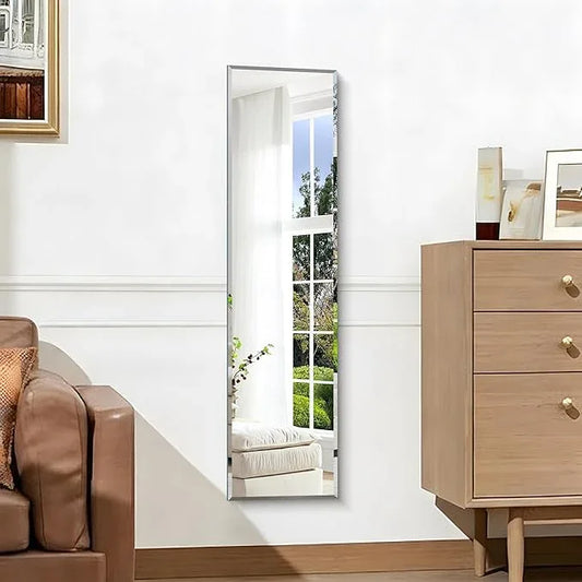 KOCUUY Frameless Full Length Mirror, 48" x 12" Beveled Bathroom Vanity Mirror, Large Rectangle Wall Mirror with Beveled Edge, Tempered Glass, Horizontal/Vertical - ModernBath