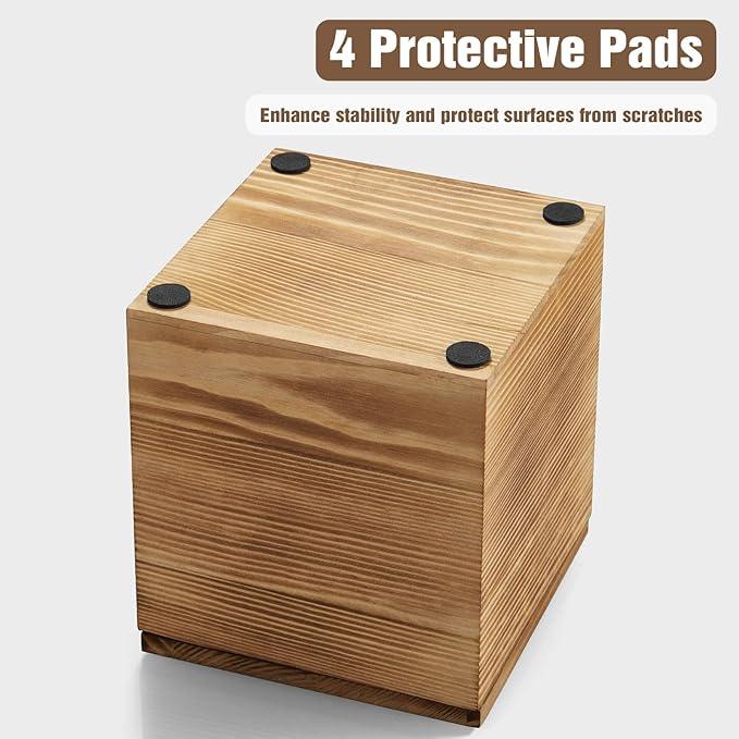 Dreamkey Square Burnt Wood Tissue Box Cover, Rustic Solid Wood Tissue Box Holder with Removable Top Lid for Bathroom, Bedroom, Living Room, Office, Brown - ModernBath