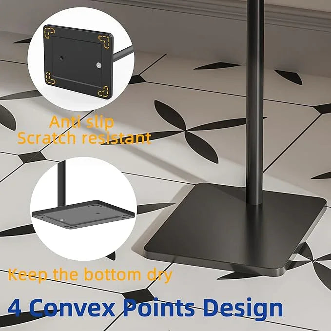 RUACQ Toilet Paper Holder Stand, Bathroom Toilet Paper Roll Holder Free Standing, Toilet Tissue Holder Stand with Post Pivoting Design, Stable Weighted Base, SUS304 Stainless Steel (Matte Black) - ModernBath
