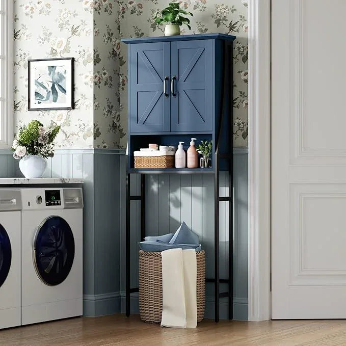 Over The Toilet Storage Cabinet, Over Toilet Bathroom Organizer with Doors Above Toilet Storage Cabinet Spacesaver Rack Behind Toilet Bathroom Organizer Over The Toilet Storage (Ultramarine) - ModernBath