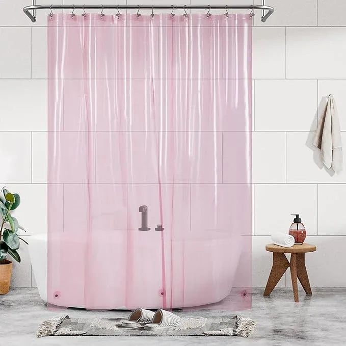 Barossa Design Extra Long Clear Pink Shower Curtain Liner with 3 Magnets - 72" x 84" XL, Waterproof PEVA Lightweight Shower Liner for Bathroom, PVC Free, Metal Grommets - Clear Pink, 72x84 - ModernBath