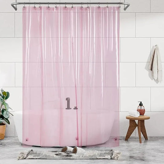 Barossa Design Extra Long Clear Pink Shower Curtain Liner with 3 Magnets - 72" x 84" XL, Waterproof PEVA Lightweight Shower Liner for Bathroom, PVC Free, Metal Grommets - Clear Pink, 72x84 - ModernBath