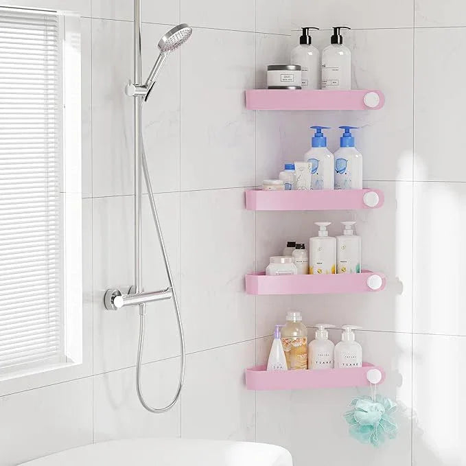 Sotfamily Shower Caddy Corner, 4 Pack Adhesive Corner Shower Shelves for Bathroom Organizers and Storage, Rust Free Plastic Rack for Bathroom Accessories & Decor, Pink - ModernBath