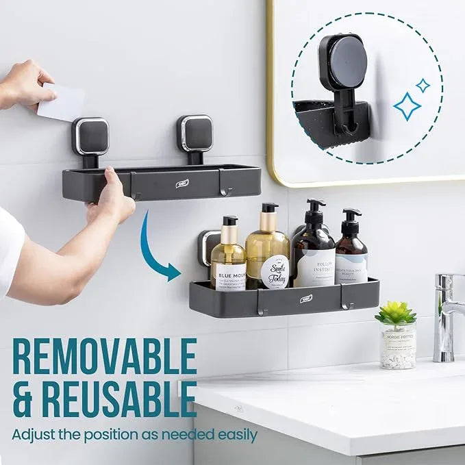TAILI Shower Caddy Suction Cup, Heavy Duty Shower Organizer for Bathroom, Removable Shelves for Inside Shower, Wall Mounted Aluminum Storage for Bathroom Holder, Dark Gray - ModernBath