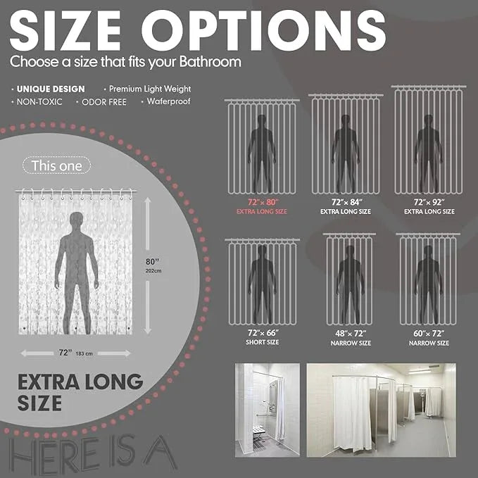 Hereisa 3D Pebble Pattern Waterproof Shower Curtain Liner EVA Shower Curtain with 3 Bottom Magnets, Shower Liner for Shower Stall, Bathtubs, 72 x 80 - ModernBath