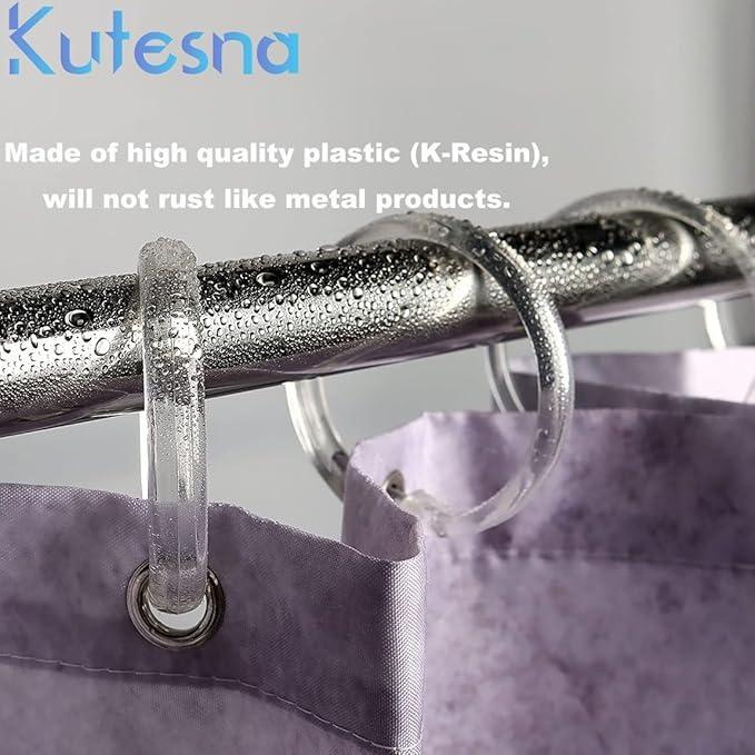 Kutesna 72PCS Clear Plastic O-Ring Shower Curtain Hooks - Modern Bathroom Rings for Smooth Gliding, Heavy Duty Hanging Loops, Easy Install Decor - ModernBath